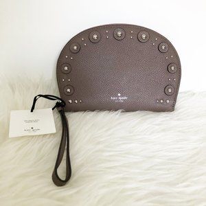 KATE SPADE Larchmont Leather Wristlet NWT New Gray